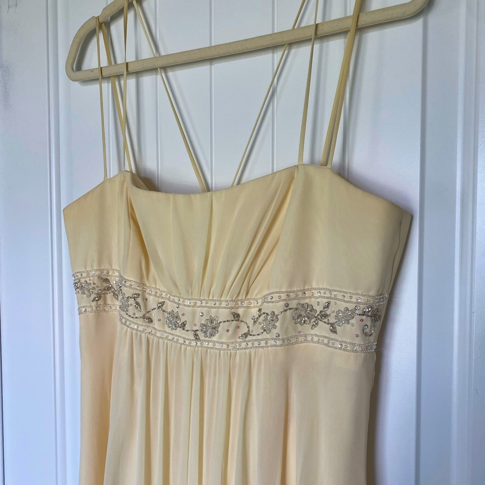Light Yellow David’s Bridal Empire-Waist dress 00’s style